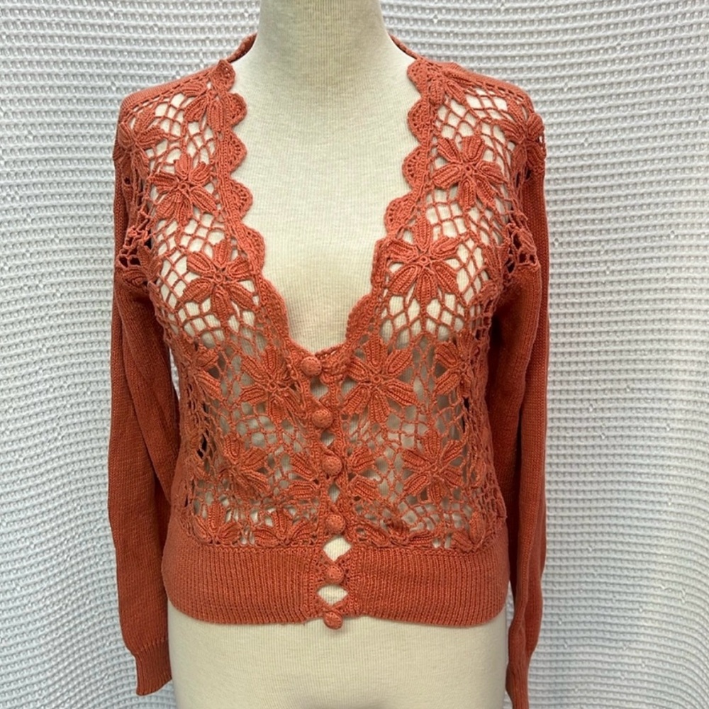 Vintage The Limited OBR Crochet Front Cardigan. Size Large. EUC.